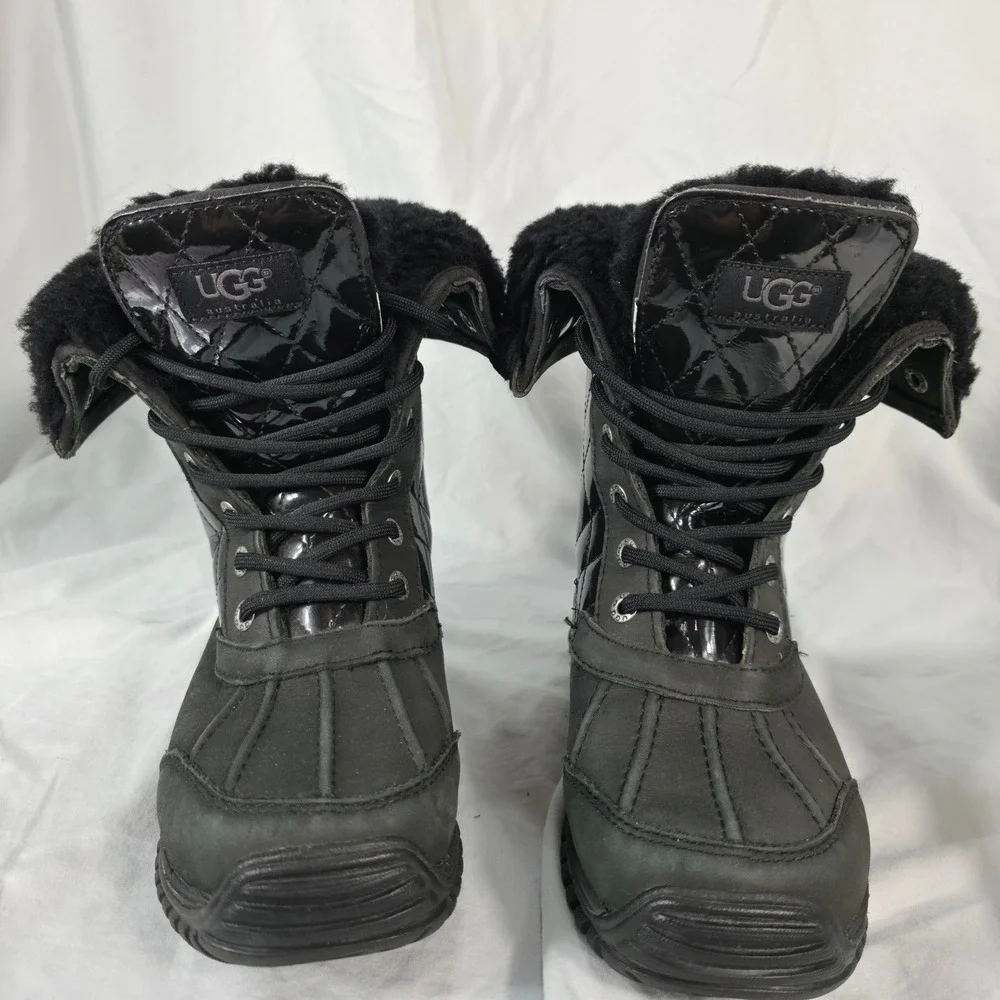 UGG Adirondack II Winter Boots Women Size 6 Black Waterproof Snow Boot Shearling